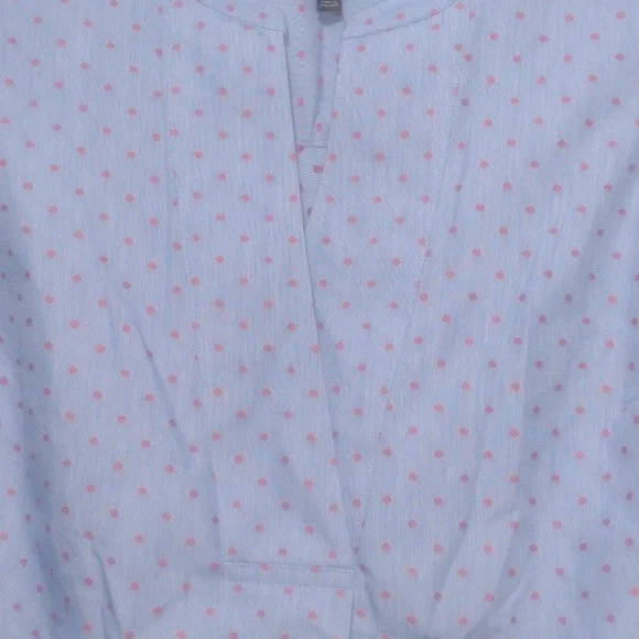 Talbots Blue Blouse with Pink Dots XS - Picture 4 of 6